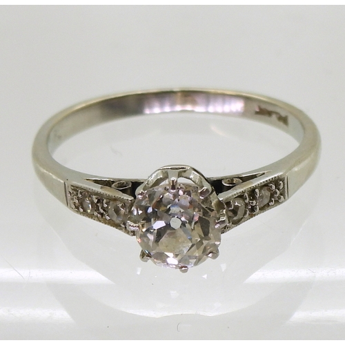 2704 - A VINTAGE DIAMOND SOLITAIRE RINGclassic platinum crown mount set with an estimated approx. 0.86cts c... 