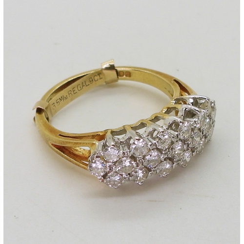 2706 - AN 18CT GOLD DIAMOND CLUSTER RINGset with estimated approx 0.50cts of brilliant cut diamonds. finger... 