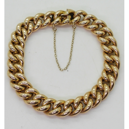 2724 - A 15CT GOLD CURB CHAIN BRACELETstamped 15ct to the clasp, length 20cm, weight 25.5gms... 