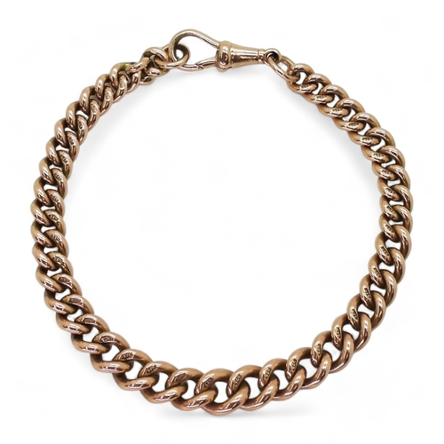 2727 - A 9CT ROSE GOLD BRACELETmade from a tapered fob chain, hallmarked to every link. Length 23cm, weight... 