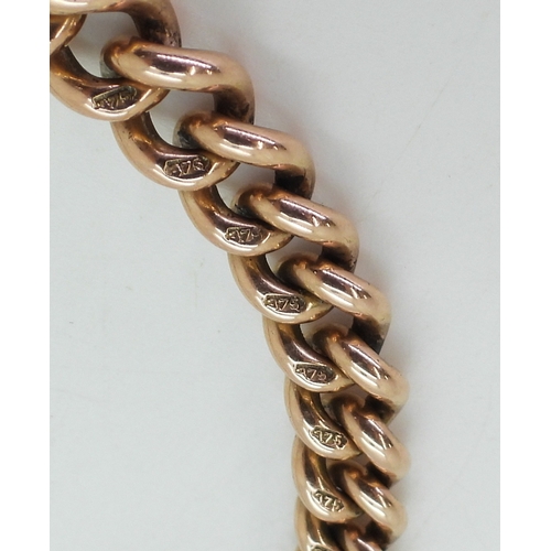 2727 - A 9CT ROSE GOLD BRACELETmade from a tapered fob chain, hallmarked to every link. Length 23cm, weight... 