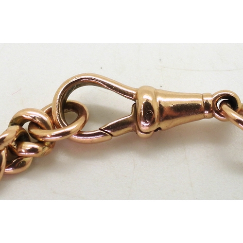 2727 - A 9CT ROSE GOLD BRACELETmade from a tapered fob chain, hallmarked to every link. Length 23cm, weight... 