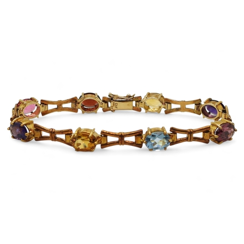 2728 - A MULTI GEM BRACELETmade in 9ct gold by Cropp & Farr, set with oval gemstones to include amethys... 