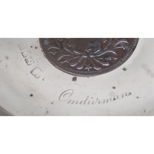 2501 - MILITARY INTEREST;An Edwardian silver dish, by Samson Mordan & Co, London, inset with a 20 Qirsh... 