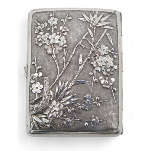 2502 - A CHINESE EXPORT SILVER CIGARETTE CASEby Wing Nam & Co, of rectangular form, decorated to the fr... 