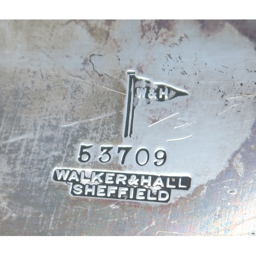 2510 - A GEORGE V SILVER SALVERby Walker & Hall, Sheffield 1930, of shaped square form, monogrammed 'EG... 