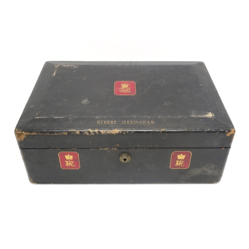 2652 - A VICTORIAN LEATHER DESPATCH BOX BY WICKWAR & Co., LONDONThe lid embossed in gilt Hubert Jerning... 