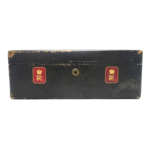 2652 - A VICTORIAN LEATHER DESPATCH BOX BY WICKWAR & Co., LONDONThe lid embossed in gilt Hubert Jerning... 