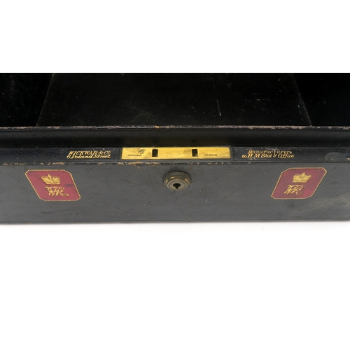 2652 - A VICTORIAN LEATHER DESPATCH BOX BY WICKWAR & Co., LONDONThe lid embossed in gilt Hubert Jerning... 