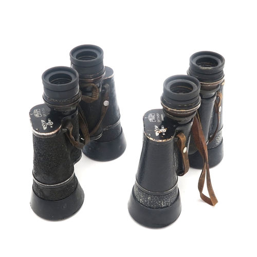 2605 - TWO PAIRS OF WW2 GERMAN THIRD REICH D.F.7x50 BINOCULARS BY CARL ZEISS, JENABoth bearing Reichsadler ... 