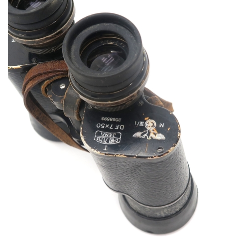 2605 - TWO PAIRS OF WW2 GERMAN THIRD REICH D.F.7x50 BINOCULARS BY CARL ZEISS, JENABoth bearing Reichsadler ... 