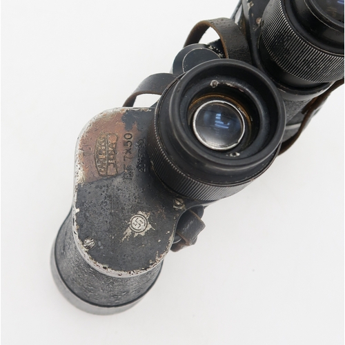 2606 - A PAIR OF WW2 GERMAN THIRD REICH 7x50 BINOCULARS BY CARL ZEISS, JENAThe left top plate marked with R... 