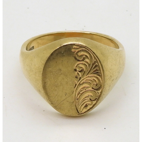 9006 - Large 9ct gold gents signet ring, size Z1/2, weight 15gms (1)