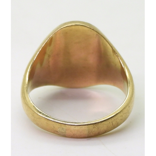 9006 - Large 9ct gold gents signet ring, size Z1/2, weight 15gms (1)