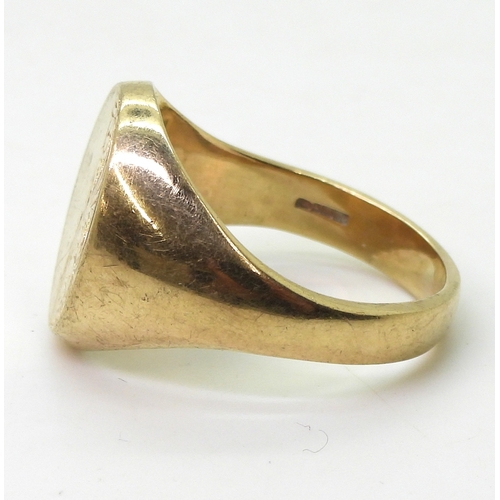 9006 - Large 9ct gold gents signet ring, size Z1/2, weight 15gms (1)