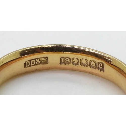 9033 - Two 18ct gold Glasgow hallmarked wedding rings, dated 1913 size W and 1925 size P1/2, weight 9.8gms