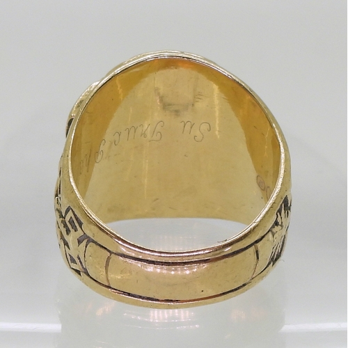 9052 - A 14K gold American college ring, for Arlington, University Of Texas BS 1989, size R1/2, made by 'Ar... 