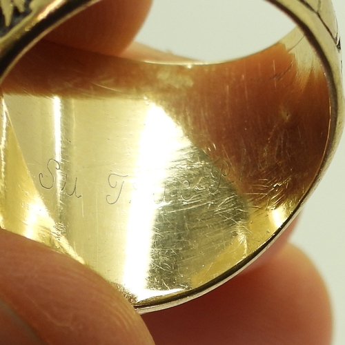 9052 - A 14K gold American college ring, for Arlington, University Of Texas BS 1989, size R1/2, made by 'Ar... 