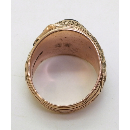 9058 - A 14k gold American College ring for United States Air Force Academy 1971, made by Justine, finger s... 