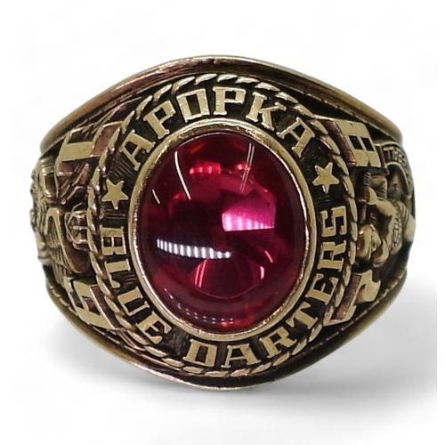 9124 - A 10k treasurecraft American college ring for '1978 Apopka Blue Darters Baseball' size X1/2, weight ... 