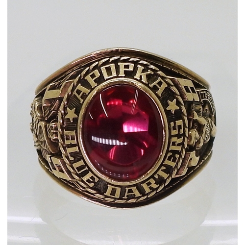 9124 - A 10k treasurecraft American college ring for '1978 Apopka Blue Darters Baseball' size X1/2, weight ... 