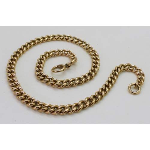 791 - A 9ct gold fob chain, length 39cm, weight 38.7gms