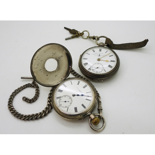 871 - A silver British Watch Co Ltd pocket watch, hallmarked Birmingham 1919, together with a silver half ... 