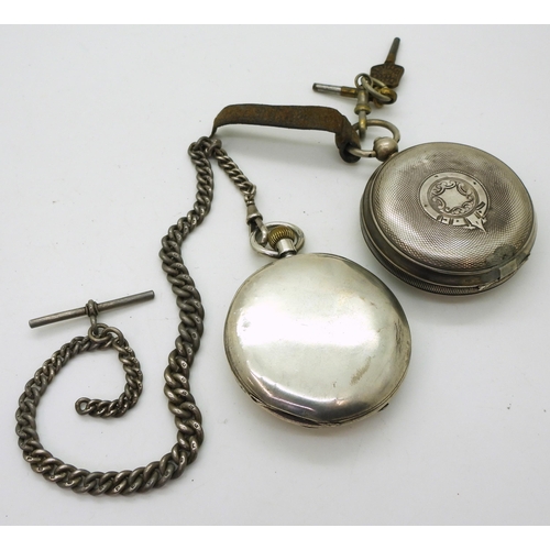 871 - A silver British Watch Co Ltd pocket watch, hallmarked Birmingham 1919, together with a silver half ... 