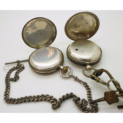 871 - A silver British Watch Co Ltd pocket watch, hallmarked Birmingham 1919, together with a silver half ... 