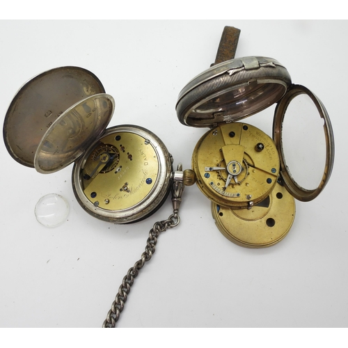 871 - A silver British Watch Co Ltd pocket watch, hallmarked Birmingham 1919, together with a silver half ... 