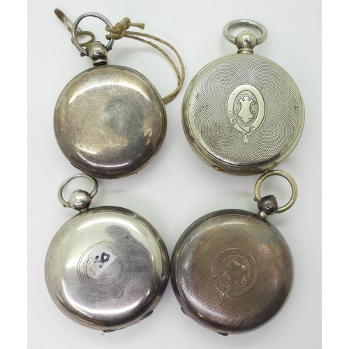 893 - Three silver pocket watches, two with diamond end caps, dated 1835 and 1852, a further example dated... 