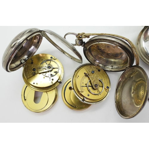 893 - Three silver pocket watches, two with diamond end caps, dated 1835 and 1852, a further example dated... 