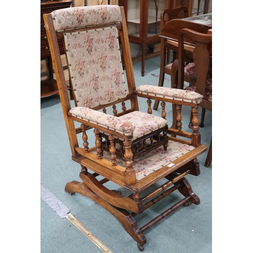 72 - A 20th century floral upholstered American style rocking chair, 107cm high x 59cm wide x 70cm deep a... 