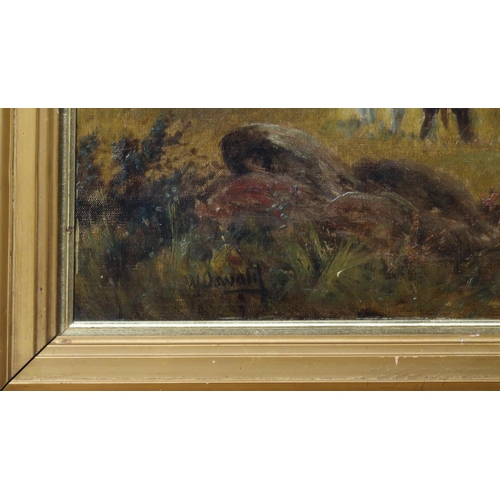 900 - CHARLES W. OSWALD (fl.1892-1900) HIGHLAND CATTLE Oil on canvas, signed lower right, 30 x 60cm... 