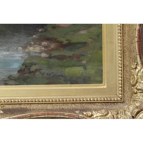 905 - JAMES MCNICOL (SCOTTISH SCHOOL) THE BRIDGE Oil on board, signed lower right, 32 x 40cm... 