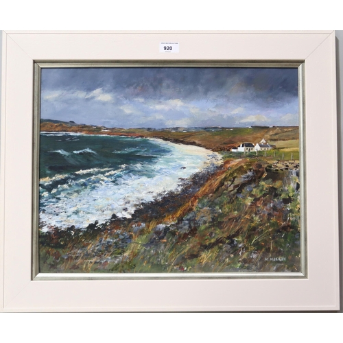 920 - MARGARET MACKAY (SCOTTISH CONTEMPORARY) COASTAL SCENE Oil on board, signed lower right, 40 x 50cm... 