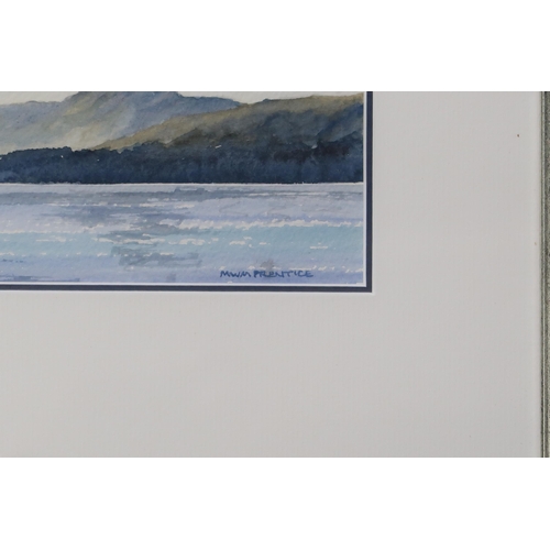 948 - 20TH CENTURY SCHOOL SCOTTISH LOCH Watercolour, signed lower right 'Mwm Prentice', 10 x 24c... 