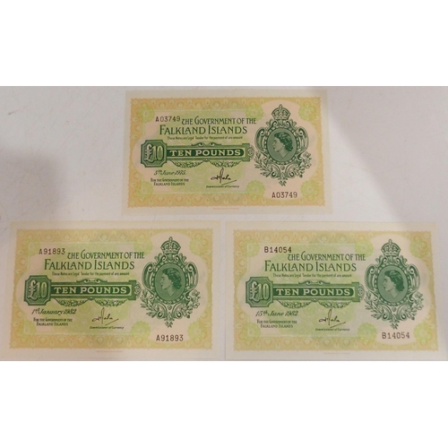 376 - Falkland Islands (British Overseas Territories) £10 Bank Notes A03749 5th July 1975, A918... 