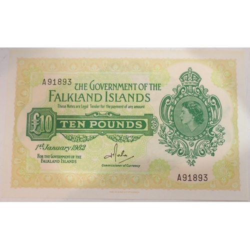 376 - Falkland Islands (British Overseas Territories) £10 Bank Notes A03749 5th July 1975, A918... 