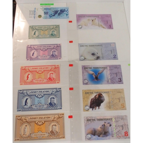 381 - A lot comprising bank notes from Anarctica, Jason Islands and Arctic Territories, Argentina (27)&nbs... 