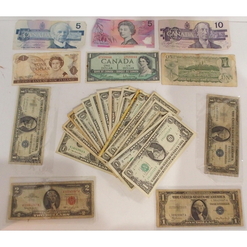 383 - United States Federal republic (1776-date) various $1 and $2 bank notes together with Cana... 