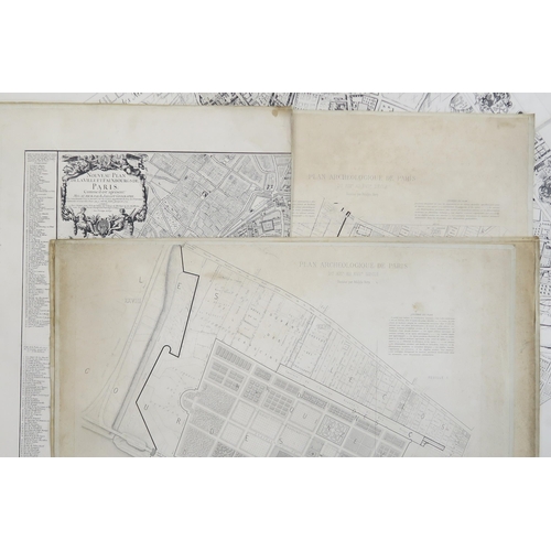 422E - Assorted linen-backed maps of a Paris architectural interest