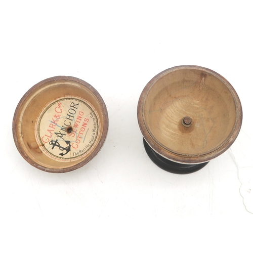 424 - A Victorian Clark & Co.'s Anchor Sewing Cottons string box in the form of a miniature globe, sta... 