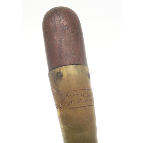 427 - A George IV sailor's fid, of cattle horn with a hardwood butt, carved 