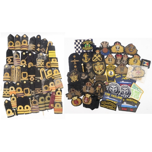 456 - A large quantity of bullion embroidered and other cloth uniform patches and epaulettes, including a ... 