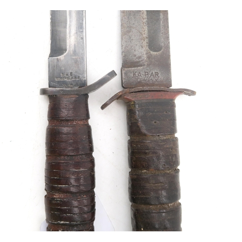 468 - An American WW2-period Ka-Bar fighting knife, the approx. 17cm blade marked 