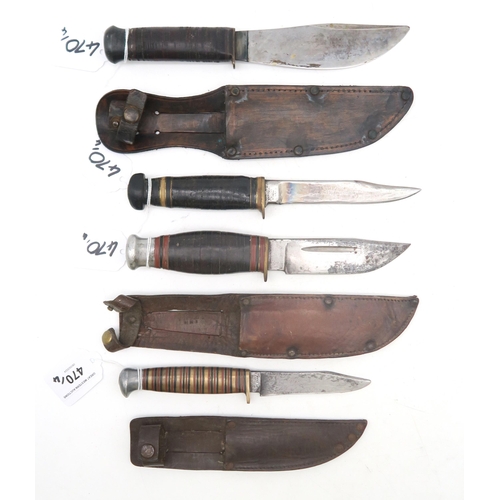 470 - Three assorted Sheffield-made Bowie-type knives, comprising examples by George Wostenholm, William R... 