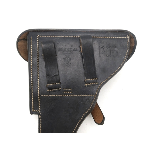 475 - A WW2 German Third Reich Luger holster, in black leather, stamped in large letters 