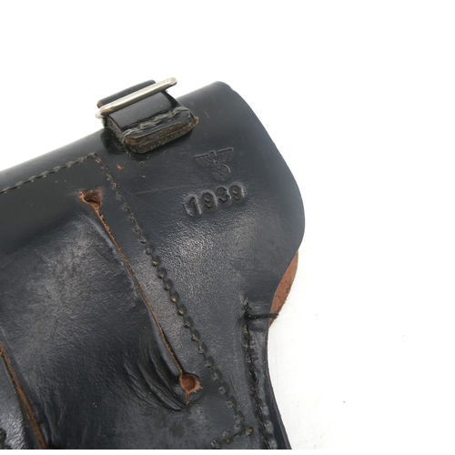 475 - A WW2 German Third Reich Luger holster, in black leather, stamped in large letters 