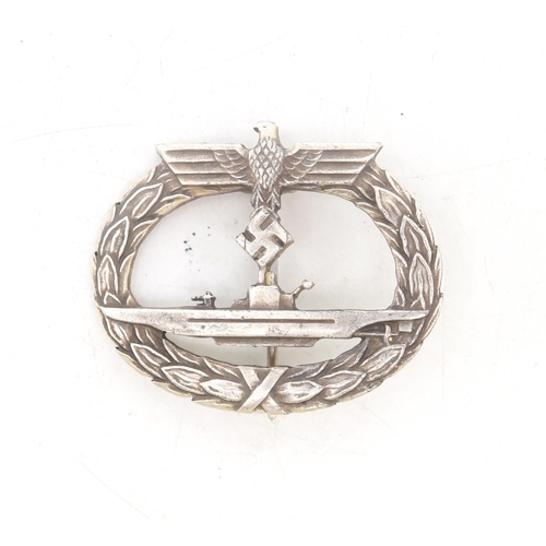 480 - A WW2 German Third Reich Kriegsmarine U-boat/submarine War Badge, marked verso 